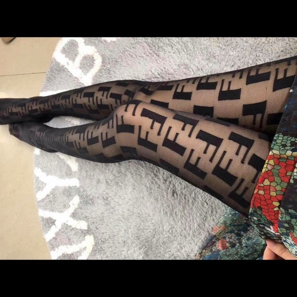Fendi Accessories - Fendi logo black tights one size
